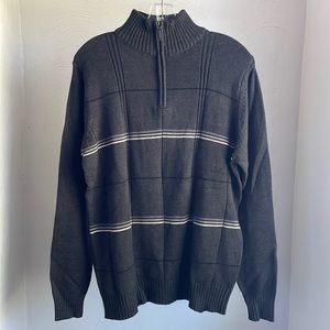 Oscar de la Renta comfortable charcoal checked quarter-zip, size M